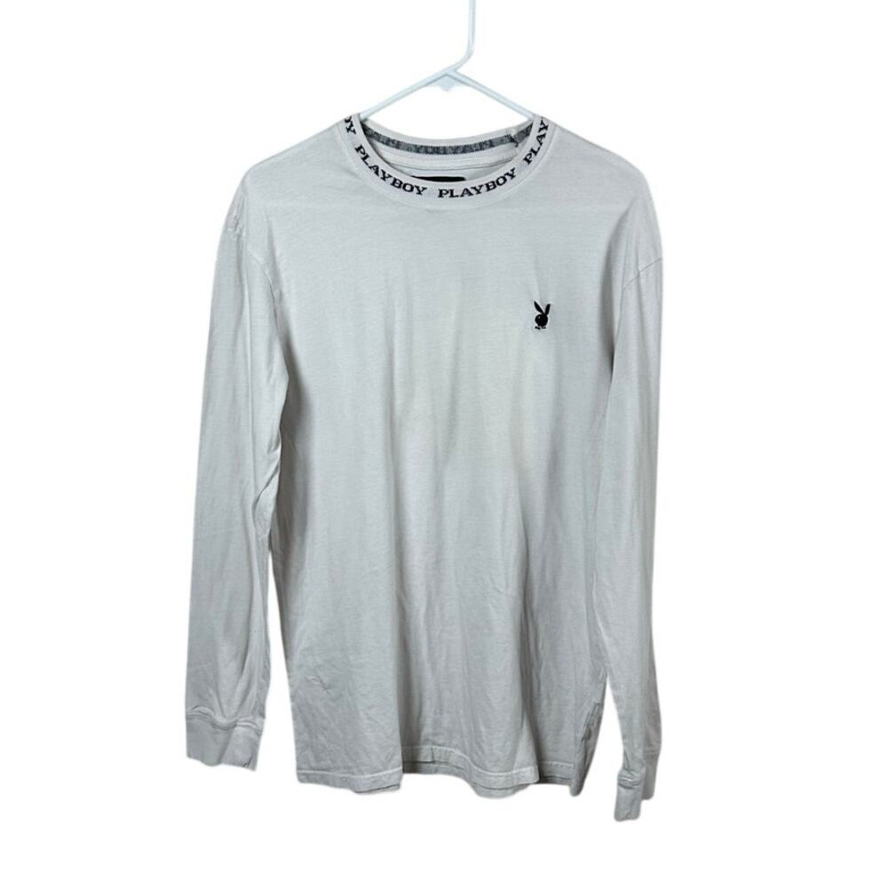 Playboy X Pacsun White Mens Logo Long Sleeve Tee size L